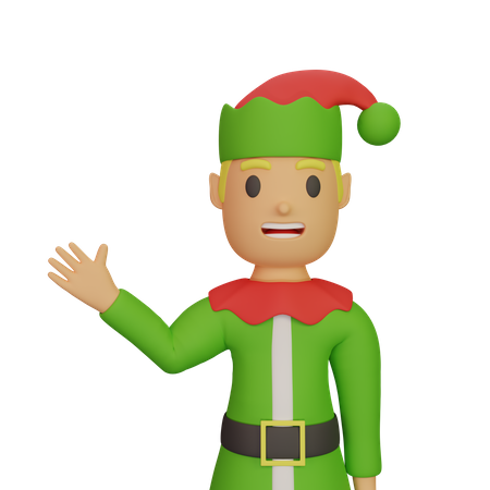 Santa Elves Waving Hand  3D Illustration