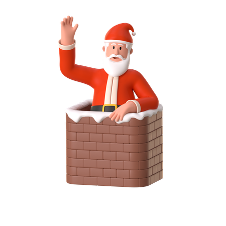 Santa Enters The Chimney  3D Illustration