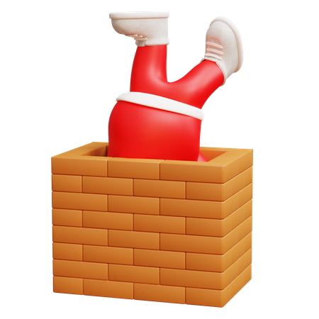 Santa entrando a la chimenea  3D Icon