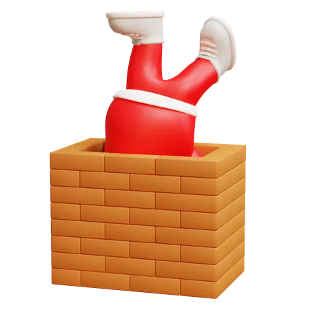 Santa entrando a la chimenea  3D Icon