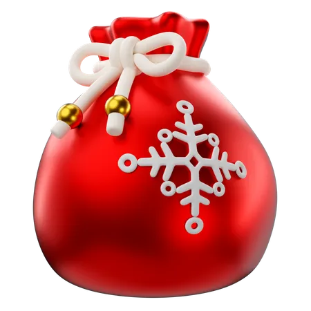 3 D Rendering Of Christmas Santa Gift Bag Icon 3D Icon