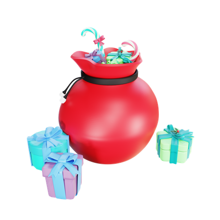 Santa Gift Bag  3D Icon