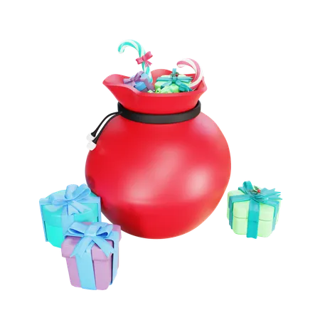 Santa Gift Bag  3D Icon