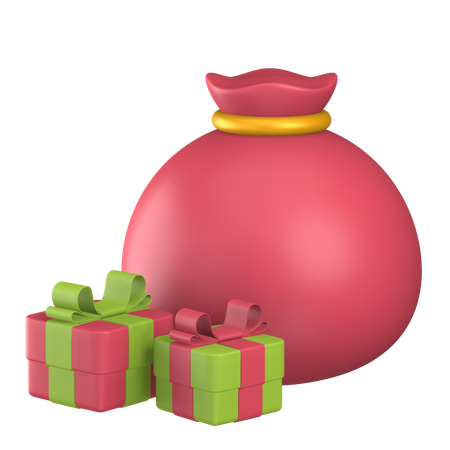 Santa Gift Bag 3D Illustration