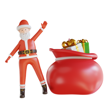 Santa Gift Bag 3D Illustration