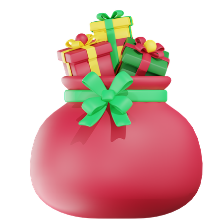 Santa Gift Bag 3D Icon