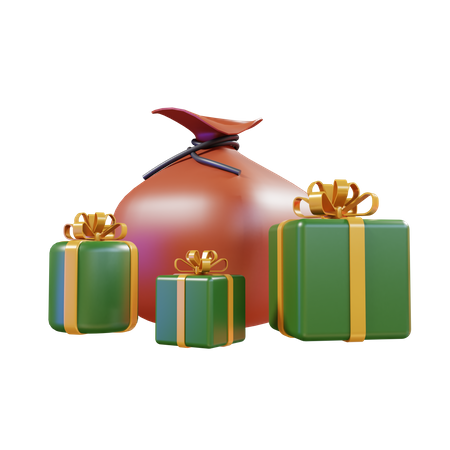 Santa Gift Sack  3D Illustration
