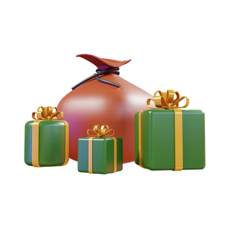 Santa Gift Sack  3D Illustration