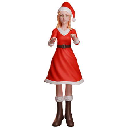 Santa Girl Pointing Font  3D Illustration