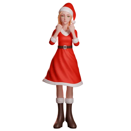 Santa Girl Putting Hands On Shoulder  3D Illustration