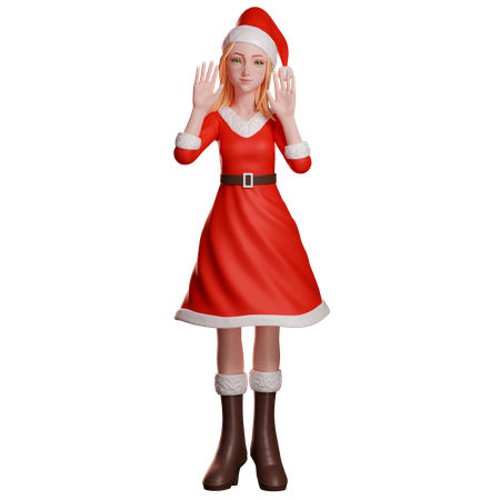 Santa Girl Showing Hands  3D Illustration