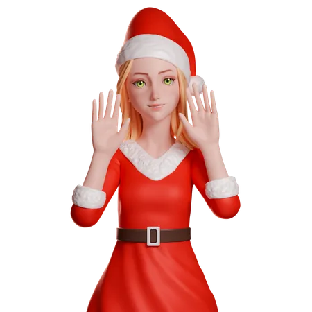 Santa Girl Showing Hands  3D Illustration