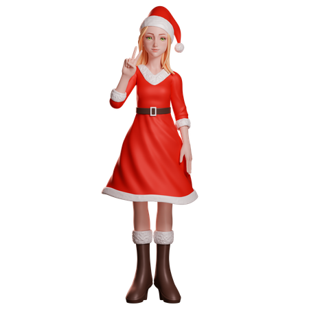 Santa Girl Showing Peace Hand Gesture Using Her Left Hand  3D Illustration