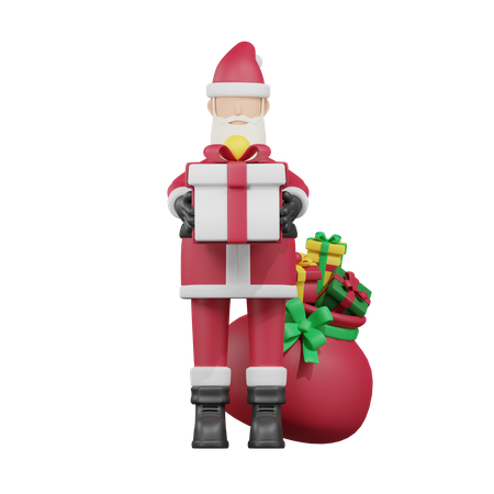 Santa Gives Gifts 3D Illustration