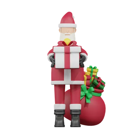Santa Gives Gifts 3D Illustration