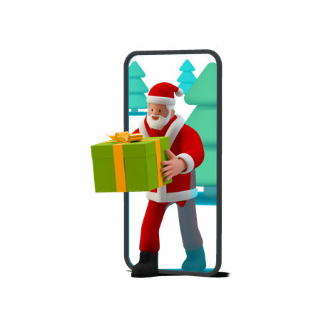 Santa Giving online gift  3D Illustration