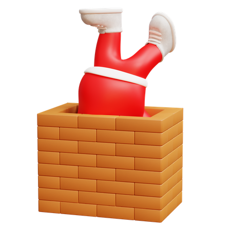 Santa Going Inside Chimney  3D Icon