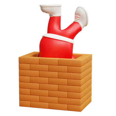 Santa Going Inside Chimney  3D Icon