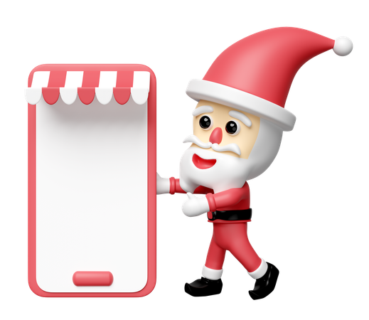 Santa haciendo compras en línea  3D Icon