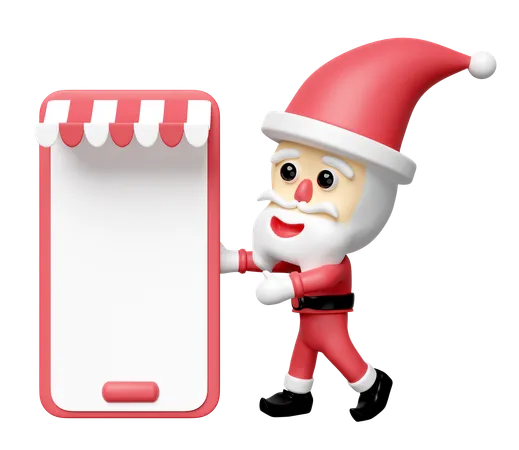 Santa haciendo compras en línea  3D Icon