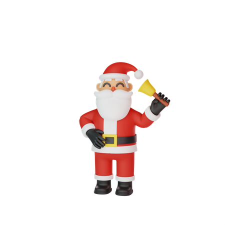 Santa Holding Bell 3D Illustration