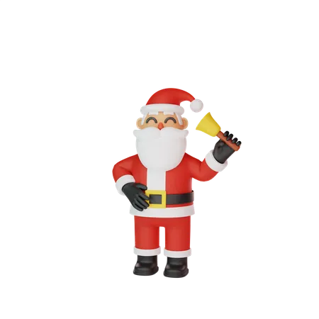 Santa Holding Bell 3D Illustration