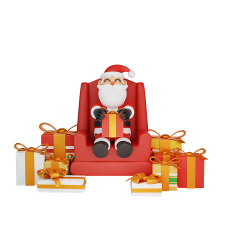 Santa Holding Gift  3D Illustration