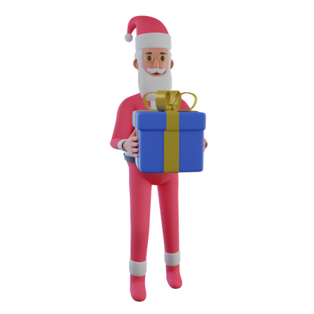 Santa holding gift 3D Illustration