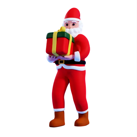 Santa holding giftbox  3D Illustration