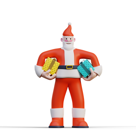 Santa Holding Presents  3D Illustration