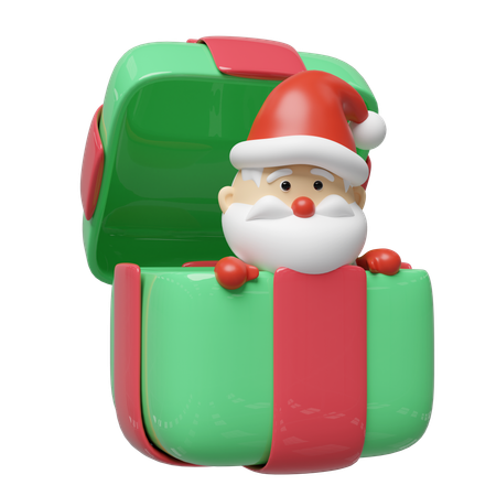 Santa In Big Gift Box  3D Illustration