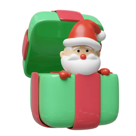 Santa In Big Gift Box  3D Illustration