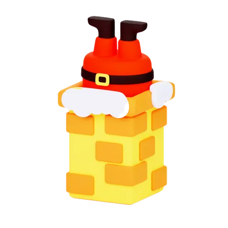 Santa In Chimney  3D Icon