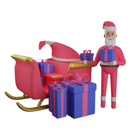 Santa in Sleigh 3D Illustration