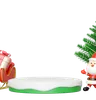 Santa is standing near Christmas tree