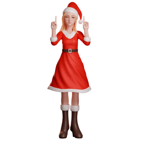 Santa Girl Apontando Top  3D Illustration