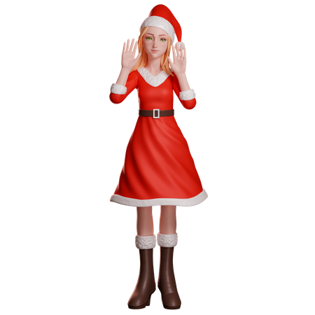 Santa Girl Mostrando as Mãos  3D Illustration