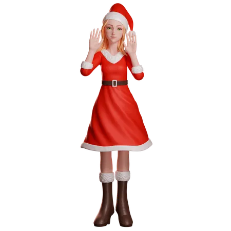 Santa Girl Mostrando as Mãos  3D Illustration