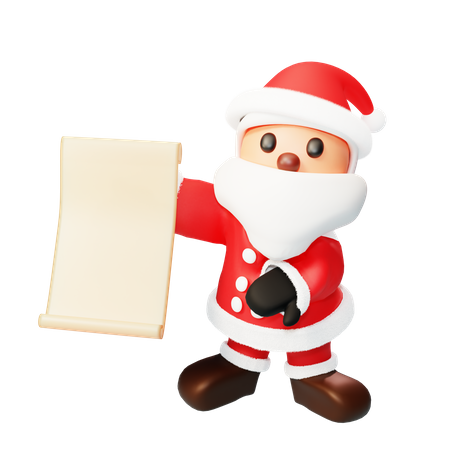 Santa muestra una lista de regalos  3D Illustration