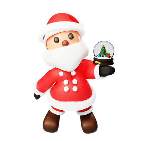 Santa offering a crystal ball  3D Illustration