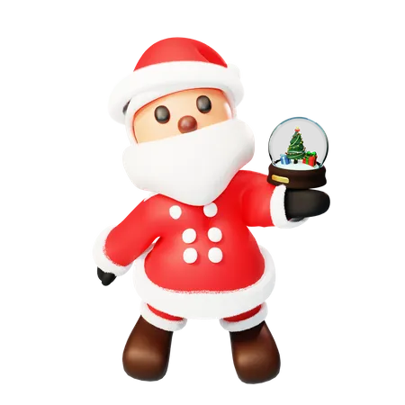 Santa offering a crystal ball  3D Illustration