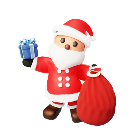 Santa offering a gift  3D Illustration