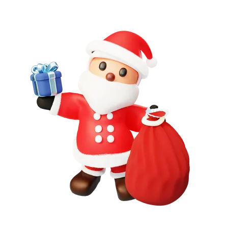 Santa offering a gift  3D Illustration