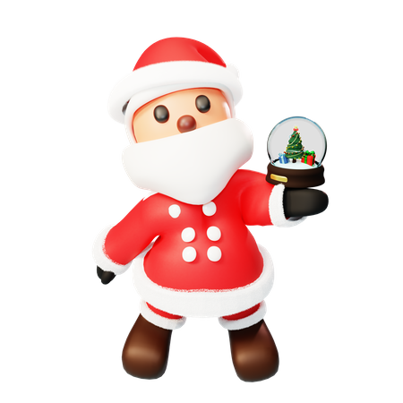 Papá Noel ofreciendo una bola de cristal.  3D Illustration