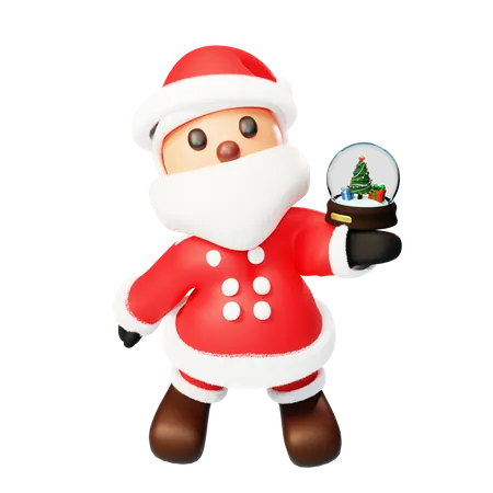 Papá Noel ofreciendo una bola de cristal.  3D Illustration