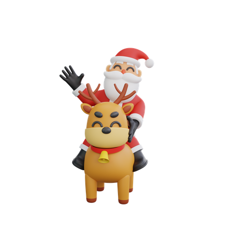 Santa On Reindeer  3D Illustration