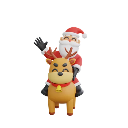 Santa On Reindeer  3D Illustration