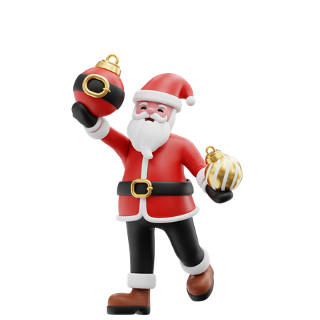 Santa playing with ball lamp  3D Illustration