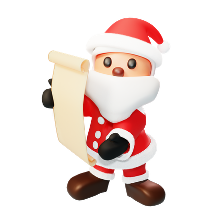 Santa read a gift list  3D Illustration