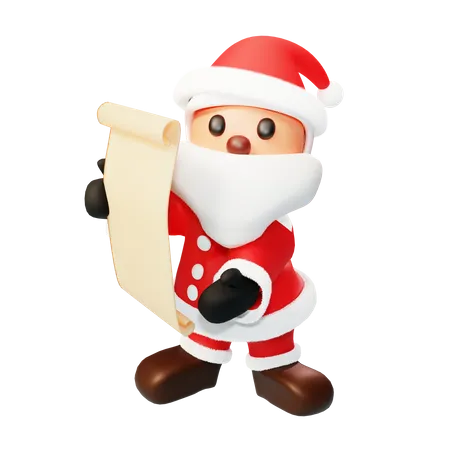 Santa read a gift list  3D Illustration